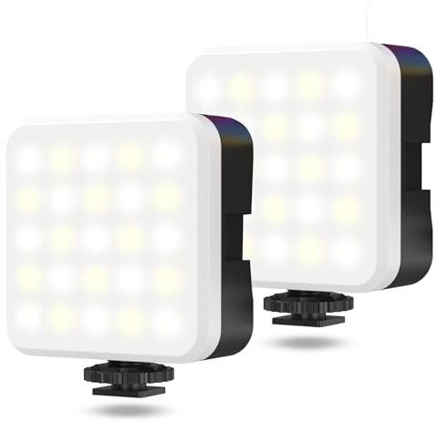 Zeadio Luz LED para video, luz de relleno regulable para cámara de 3000K a 7000K, luz de bolsillo para fotografía, vlogging, transmisión en vivo cámara trípode jaula para teléfono etc (Paquete de 2)
