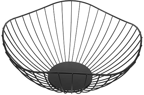 SECFOU Cesto di Frutta in Metallo Nero Multiuso Elegante e Moderno Design Semplice per Conservazione e Presentazione in Cucina e Tavola