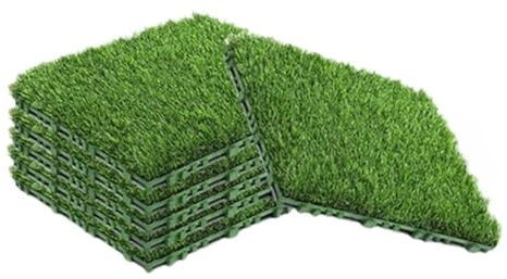 NJIEzhao Dalles Gazon Artificiel Lot de 10 Dalles de Gazon synthétique carrées à emboîter, 30,5 x 30,5 cm