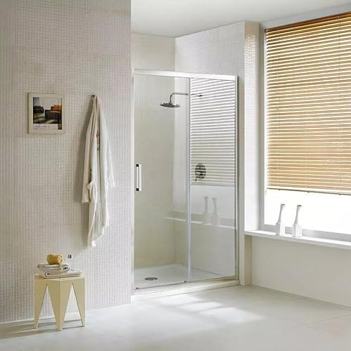 WITIT PARETE PORTA NICCHIA BOX DOCCIA IN VETRO TRASPARENTE 6MM APERTURA SCORREVOLE DA 88 A 172 CM ALTEZZA 195 CM (140x195 cm)