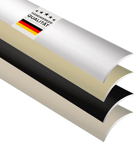 D-TACK Übergangsprofil Alu gewölbt selbstklebend | Übergangsschiene | Breite 30 mm | Übergangsleiste aus eloxiertem Aluminium | Abdeckleiste in Handwerker-Qualität (silber, 30 mm x 1 m)