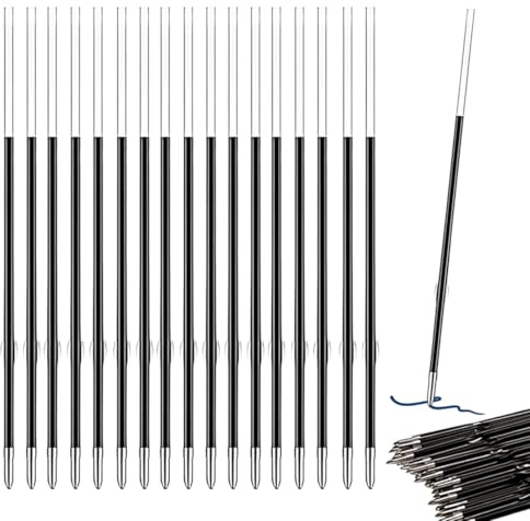 JUGUTA 60 Stück Kugelschreiberminen Schwarz, 0,7Mm Kugelschreiber Ersatzminen, Einziehbare Stift Nachfüllungen, Kugelschreiberminen 107Mm Länge, Kunststoff Kugelschreiber Minen
