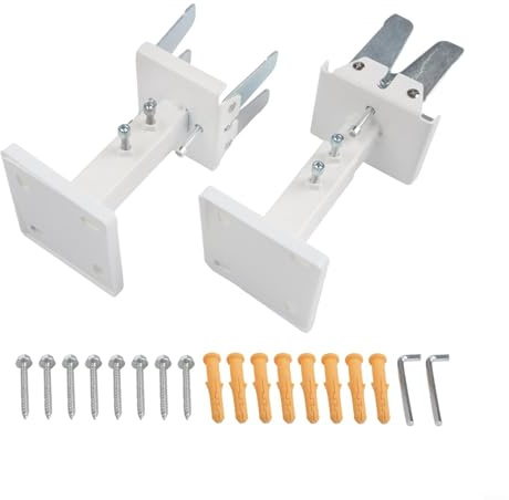 CYRENT Steel Panel Radiator Floor Bracket Adjustable Height 14-21cm White Silver Support Stand with Expansion Anchors Hex Wrenches for Home Heating System Installation