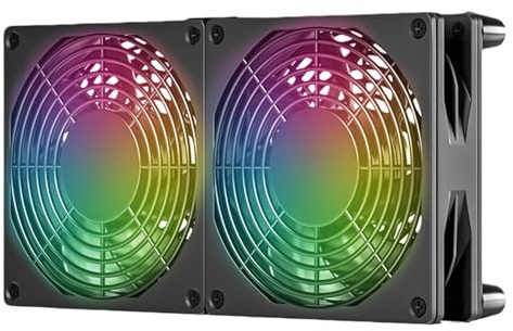 SUNOYA 2-i-1 USB-fläkt för PC 120 mm, dubbel fläkt med 3 justerbara hastigheter, PC-fläkt för bärbar dator, router