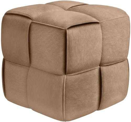 CLP Sitzhocker Cord Forinta, modernes quadratisches Design, bequemer Hocker, Fußhocker, Sitzwürfel für Wohnzimmer & Schlafzimmer Farbe Taupe