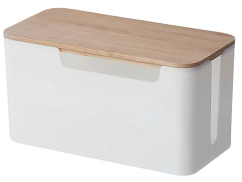Ipetboom Multi-Functional Wire Box Cable Organizer Storage Box for Charging Cables and Socket Container White for Home and Office Use