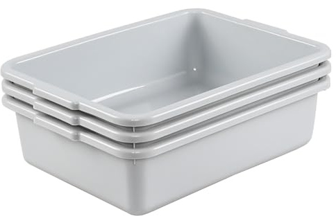 Loiycg 13 L Commercial Bus Tub, Plastic Washing Up Bowls, Gray, 3 Packs | Rectangular Bus Boxes, Kitchen Bus Trays