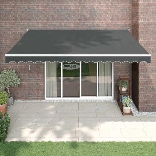 Brokky Toldo Motorizado 4X 3 m Toldo Articulado Eléctrico con Mando a Distancia para Terraza, Jardín-Antracita-4 x 3 m-Marco Blanca