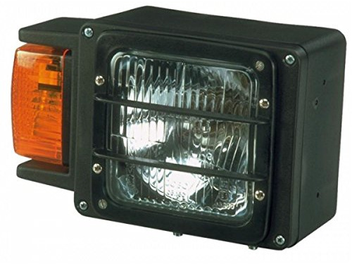 AMA Asymmetrischer Frontscheinwerfer mit Seitenblinker rechts, Schwarz, Halogen, Polykarbonat, rechts, 235 x 143 mm, 12 V, Scheinwerfer mit Blinker