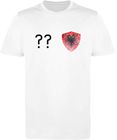 Comedy Shirts - Albanien Trikot - Wappen: Klein - Wunsch - Mädchen Trikot - Weiss/Schwarz Gr. 134-146