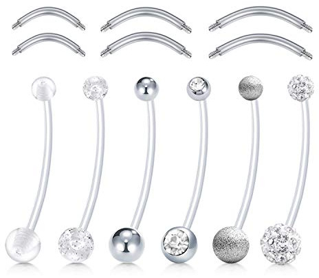 Mayhoop Piercing Ombligo Embarazo 14G Acrílico Flexible Claro con Barra de Acero como Reemplazo Retenedores Anillo Aro Ombligo Embarazo Mujeres Embarazadas Deportes Piercing Joyería