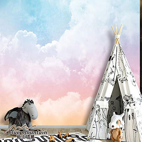Rosa Tapete rotes Mädchen rosa Tapete Himmel Wolke Fitness Tanzraum Schönheit Nagel Shop Kinderzimmer 3D Wandbild Tapete Wohnzimmer Schlafzimmer150cm×105cm
