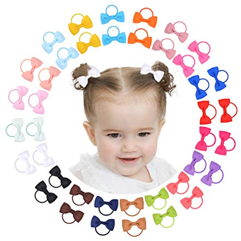 Jollybows 40 Stück 2 Zoll Haargummis Mädchen, Bunt Kleine Elastische Zopfgummis Mini Haarschmuck für Baby Mädchen Kinder Kleinkind