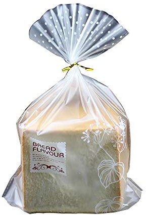 OUKEYI Reusable Clear Gusseted Poly Bread Loaf Bags - Pack of 100 with 100 Free Gold Twist Ties - 9x3x12 - Food Grade Plastic - Recyclable - USDA & FDA Approved