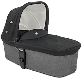 Joie Chrome™ Babywanne, kompatibel mit Chrome™ Buggy, Flache Liegefläche, UPF50+ Verdeck, Verstellbarer Schieber, mit Regenschutz, Geburt bis 6 Monate (0–9 kg) (Shale)