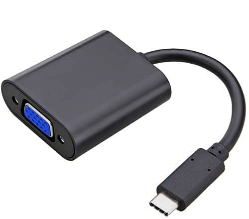 CABLEPELADO Adaptador USB C a VGA, Thunderbolt 3 USB Tipo-C Macho a VGA Hembra, 1080p Full HD, Compatible con Google Chromebook Pixel Mac Book Pro, Lenovo 900, DELL XPS 13, 20 cm, Negro