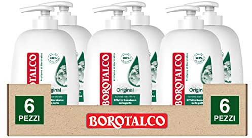 6 x Borotalco Savon Liquide Hydratant avec Parfum de Borotalco Effet Cuir souple - 6 flacons de 250 ml chacun