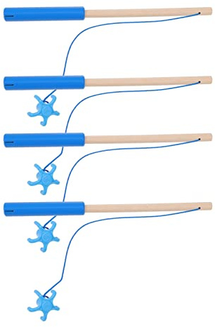 Toddmomy Holz Magnetische Angelrute Spielzeug 24Cm Kreatives Kinder Angelspielzeug Fördert Geduld Konzentration Hand-Auge-Koordination Für Jungen Und Mädchen