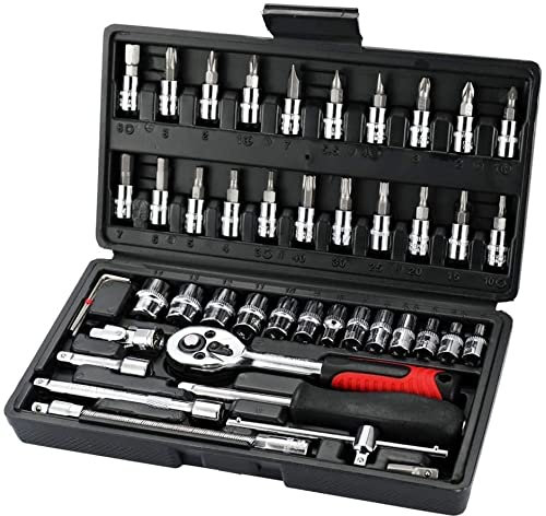 Coffret de Douilles à Chocs Clé à Douille Lot de Douilles Boîte à outils de réparation de voiture Outils d'automobile et de moto Ensemble d'outils de clé à douille en acier professionnel multi