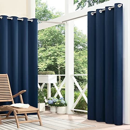 Eclipse Bradford Rideau de fenêtre occultant Polyvalent et imperméable à œillets pour intérieur ou extérieur (1 Panneau), 132,1 x 160 cm, Bleu Marine
