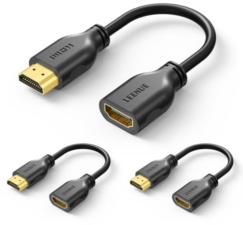 LEENUE 3 Stück HDMI Verlängerung Kurz 20 cm, 4K HDMI Verlängerungskabel Stecker auf Buchse, Unterstützung 3D, UHD, 2160p, HDMI Kabel Verbinder Kurz für TV Stick