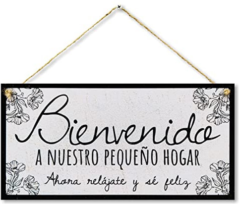 CARISPIBET Bienvenido Placa Decorativa para el hogar Cartel Decorativo para recibidor Adornos Colgantes 15 x 30 cm