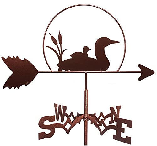 TAISK Wetterfahnen Schmetterling Hummer Silhouette Windfahne Windrichtungsanzeiger Wetterhahn Edelstahl mit Anti-Rost-Beschichtung für Outdoor-Dekoration Handwerk (Mond) (Ente)