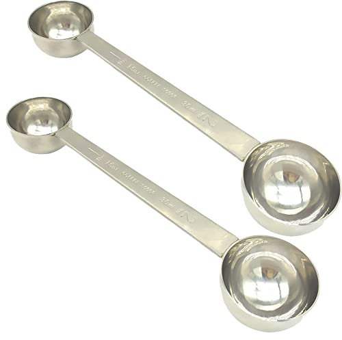 CoaGu Coffee Scoop 15ml & 30ml Long Handle Stainless Steel Tablespoons 2pcs for Coffee or Baking Large Bag