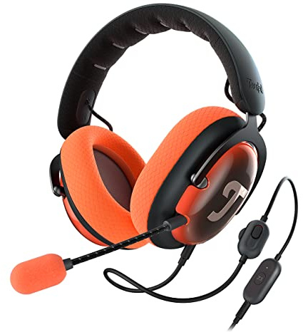 Teufel ZOLA Gaming Kopfhörer mit 7.1 USB-Soundkarte | DTS Headphone:X® 2.0 Surround Sound,einstellbarer Mikrofonarm mit HD-Kondensator-Mikrofon, bequeme Passform - Schwarz Orange