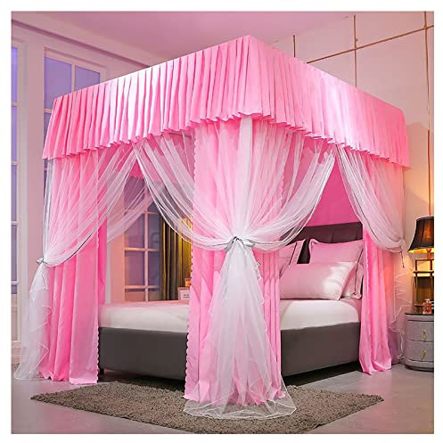 BUJOG Bettvorhang, Himmelbett-Baldachin mit Ständer, Schattierung, Moskitonetz, Prinzessinnen-Vorhänge, Himmel für Mädchen, King-Size-Bett (Größe: 1,5 x 2 m/4,9 x 6,6 Fuß, Farbe: Has)