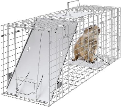 VEVOR Waschbärfalle Katzenfalle Marderfalle Wetterfeste robuste Lebendfalle Falle 2 Eingänge Tierfalle 79×25×31cm Lebend Kaninchenfalle Katzenfalle Drahtfalle für Marder Katze Waschbär