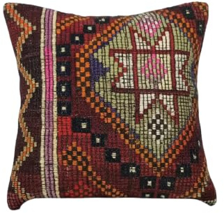 kelim kissen 40x40 cm handgefertigt kelim kissenbezug orientalische kissen kopfkissen viereckig dekorative bohemian kissenhülle dekokissen sofakissen zierkissen code E252