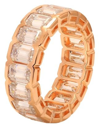 Whoiy Frauen Ring Rosegold, Echt Gold Verlobungsringe 14K Ewigkeit Ehering Trauring 585 Damenring 0.6ct Moissanit Gr. 58 (18.5)