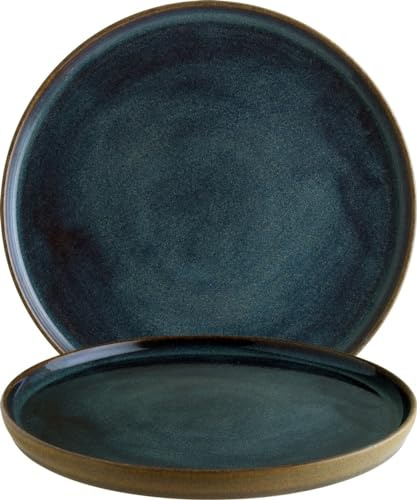Bonna 6x Sphere Ocean kleiner Teller flach rund 22cm 2cm hoch Schwarz Porzellan SPEOCHYG22DZ Frühstücksteller Brotteller Kuchenteller Geschirr