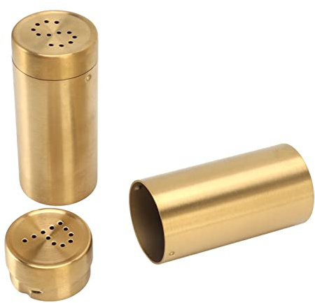 2-Piece Stainless Steel Salt and Pepper Shaker Set, Gold Kitchen Storage Containers for Spices and Seasonings