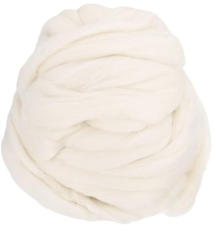 QUARKZMAN Aguja Fieltro Lana, 16 Oz Naturaleza Fibra Lana Hilo Mecha para Húmedo Fieltro, Artesanías, Bricolaje Materiales (Original Blanco)