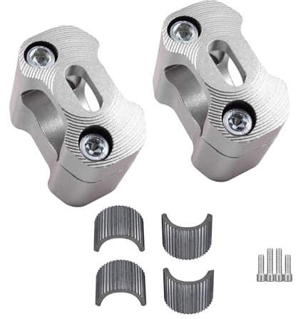 Adsspro Universal Motorcycle 1-1/8(28mm) 7/8 (22mm) CNC Aluminum Handlebar Handle Risers Adjustable Fat Bar Mount Clamps For EXC KLX KXF YZF CRF XR SX SXF YZ Motorbike Dirt Pit Bike (silver)