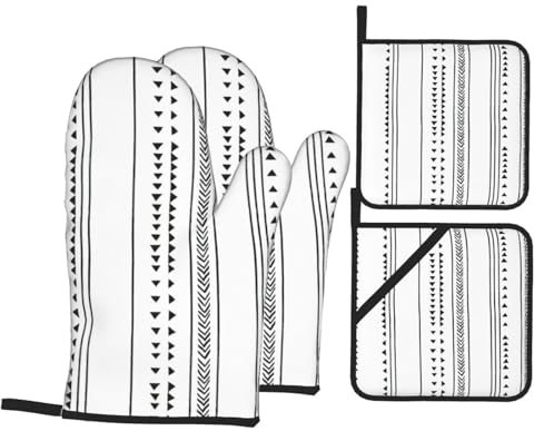 BBEXJIGY Set di 4 presine e presine con superficie in silicone antiscivolo, motivo a strisce triangolari