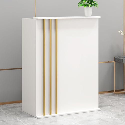 Weißer Empfangstresen mit abschließbaren Schubladen für Salon und Büro, moderner, kleiner Einzelhandel, Theke für Rezeptionsraum, 60 x 45 x 95 cm, mit Schrank
