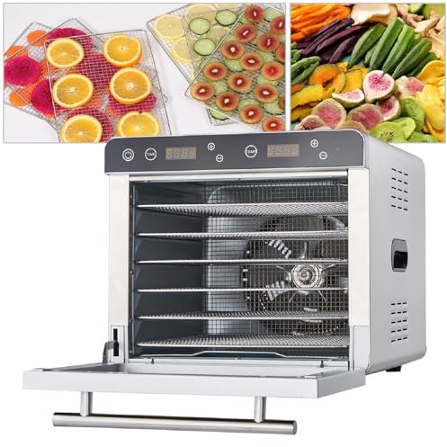 Deshidratador De Alimentos EléCtrico De 700 W Con Temporizador Digital Y Control De Temperatura, Bandejas De Acero Inoxidable De 6/8 Secador De Alimentos Deshidratados Para Cecina,8Tray-110V