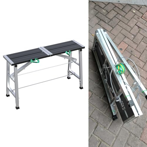 Andamio Andamio Plegable Tablón de Trabajo, Andamio Portátil Escalera Taburete con Patas Antideslizantes, Anchura 27cm Andamio Tablón Equipo, Fácil de Llevar(Black,L-180cm(70 7/8))