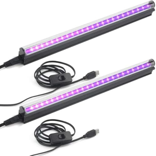 Okaywork Tira de LED - 2 PCS lámparas de luz negra, tubo de luz ultravioleta ajustable con interruptor, tira de LED ultravioleta para discoteca, iluminación de escenario.