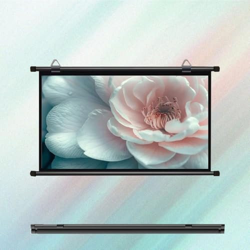 KPEGAXS Projector Screen Roll Up 40 50 60 Inch Portable HD Movie Screen Manual Pull Down Projection Screen Wall Mounted Ceiling Projector Curtain(4:3,40inch)