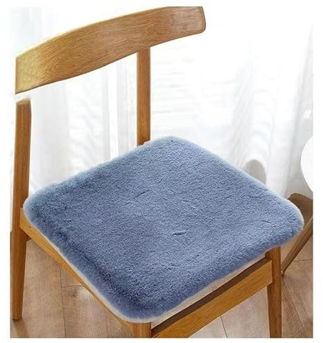 Rockreyoa Kunstfell Sitzauflage Fellimitat-Stuhlplatte Faux Kissen Stuhl-Sitzkissen Kunstfell Sitzkissen Quadratisch Stuhlauflage Rutschfestes Warm Sitzpolster Stuhl Dekokissen Grau(Eckig) 40 * 40cm