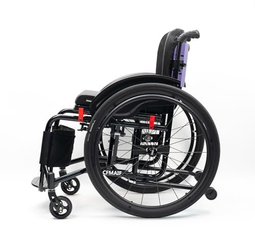CFMAIF Faltrollstuhl, Selbstfahrender Rollstuhl, Ultraleichter, tragbarer, Aluminium, Rollstuhl für Behinderte, Manuelle Bremse(42cm/16.5 seat,Purple)