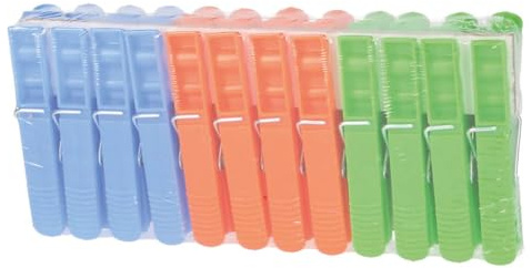 Pinzas de Ropa de plástico, Caja de 24 Unidades, Ideales para secar y Sujetar Ropa, Resistentes y Antideslizantes.