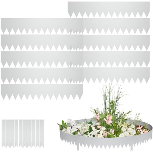 PEILU Rabattkanter 20 cm hög galvaniserat stål, rabattinfattning, trädgård, rabattkant med spikar, 10 stycken, 100 cm, klippkant, rotbarriär, rosenträ, metall, gräsmatta, kantband för vägar