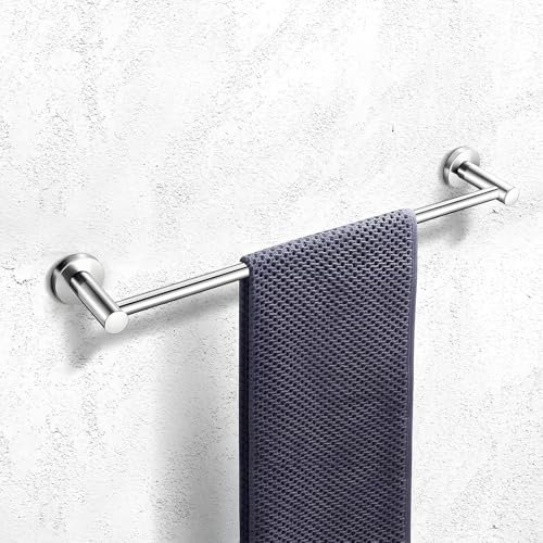 LN COZY CORNER Stainless Steel Towel Bar Round Towel Bar Fixing Rack Bathroom or Kitchen Accessories Screw Mount Polished Surface Silver (40cm)