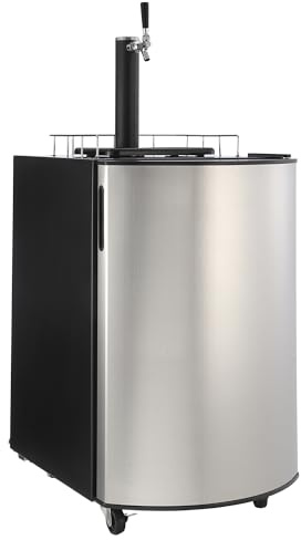 Kegerator and Keg Beer Cooler, Dual Tap Draft Beer Dispenser, Full Size Keg Refrigerator With Shelves, Stainless Steel, Drip Tray & Rail，silver