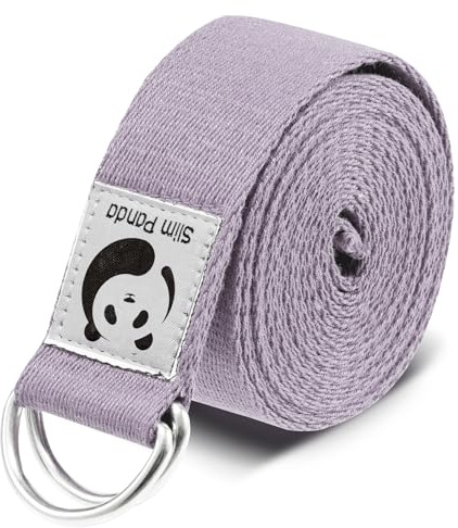 Slim Panda Cinghia Yoga In Cotone, Stretching Cintura Yoga Yoga Attrezzi per Fitness, Fascia Elastica Esercizi con Fibbia Scorrevole in Metallo per Principianti e Avanzati, Diversi Colori (180/250cm)